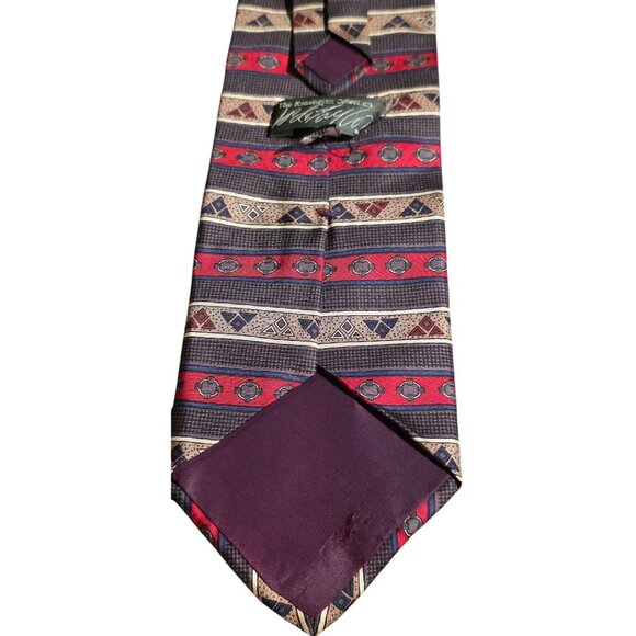 Vintage Necktie Lord & Taylor Kensington Collection Silk Red/Blue Geometric - Picture 7 of 9